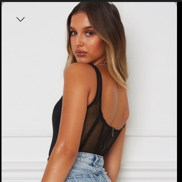 White fox festival bra top Black Sexy Bustier Push Up Mesh Biker XS Gold - Picture 2 of 12